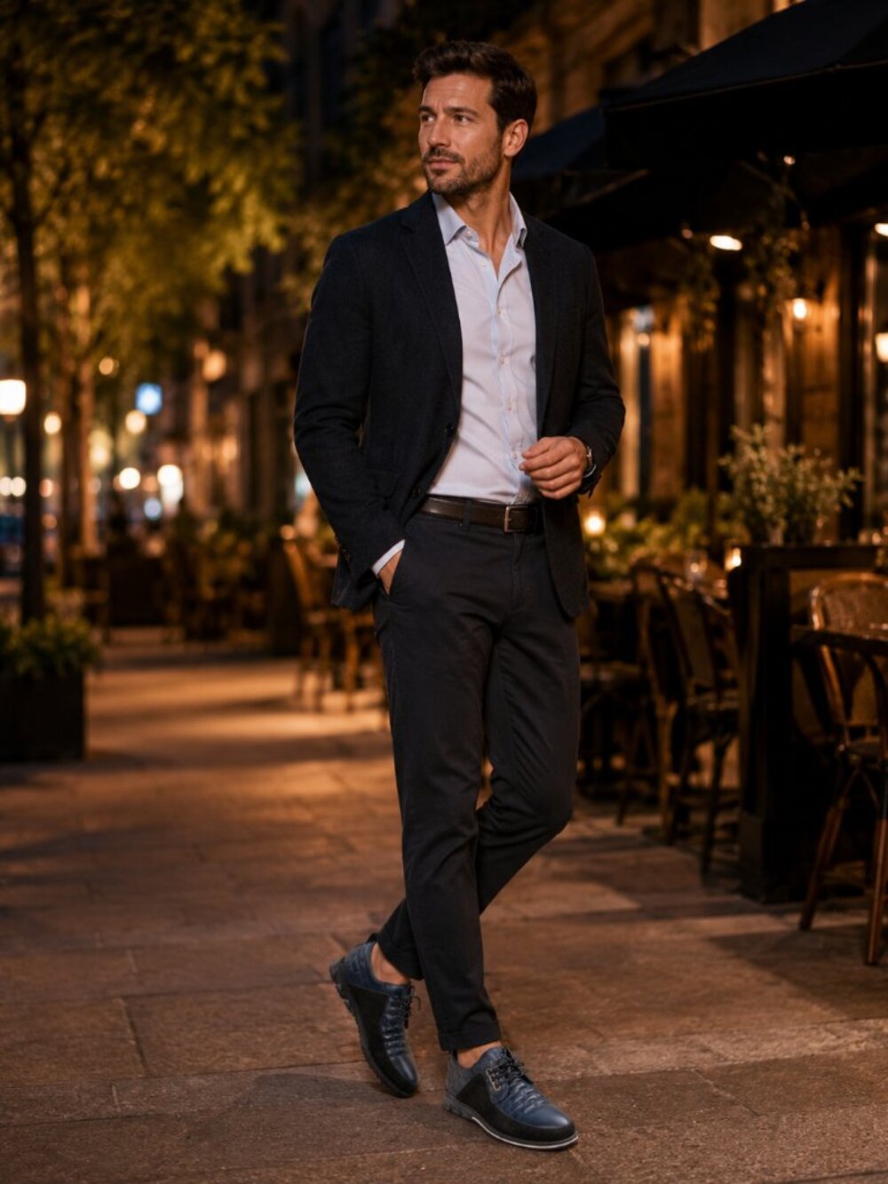 Gatsby Men’s Navy Black Lace Up Casual Dress Shoes